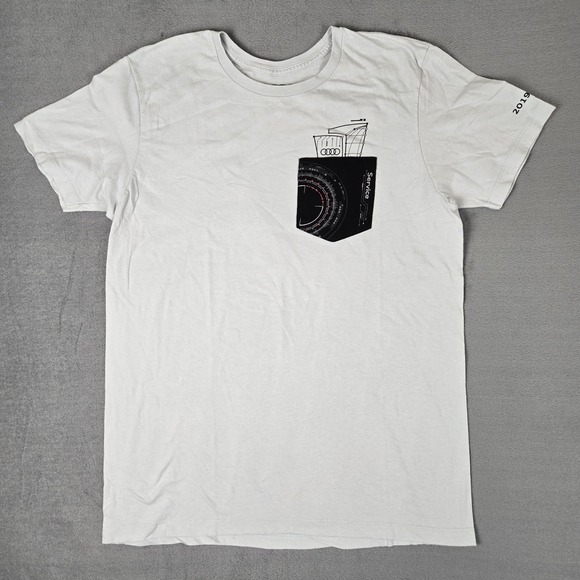 Audi Shirt Mens Large Pocket Grey Tee Twim Cup National Finals 2019 Service - Picture 1 of 8